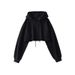 Women's Retro Cropped Hoodie - Vintage Streetwear Pullover With Drawstring Hood, Short Length For Dance & Casual Wear_ecoleips.com