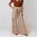 European And American Wide-leg For Commuting, High-waisted Green Flared Style With Straps, Drapey Trousers, New_ecoleips.com