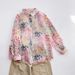 Women's Macaron Color Floral Print Shirt, Loose Fit Charming Blouse With Soft Pastel Pattern_ecoleips.com