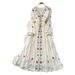 Women's Ethnic Style Embroidered Dress with Waist Cinching Belt Long Sleeves V Neck A-Line Long Skirt Elegant And Classy Summer Dress_ecoleips.com