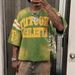 Women's Y2K Street Style Color Block Letter Print Loose Pullover T-Shirt Hip Hop Casual Short Sleeve Top Summer New_ecoleips.com