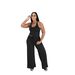 Women's Halter Neck High-Waisted Wide-Leg Pants Set Casual Summer Two-Piece Outfit with Pockets_ecoleips.com