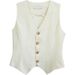 French-style Retro Simple Slim-fit V-neck Slimming Vest, Suitable For Commuting, Fashionable And Versatile Outerwear Top_ecoleips.com