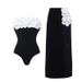 Women's Clothing Swimsuit New 3d Flower Tube Top Black And White Contrast One Piece Swimsuit Female_ecoleips.com