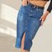 Women's Clothing Cotton Mid Length Denim Skirt With Slits_ecoleips.com