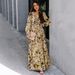 2026 New Cross-Border Long-Sleeve European And American Women's Fashion Printed Elegant Long Evening Dress_ecoleips.com