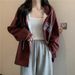 American Retro Zip-up Thin Sweatshirt Women, Spring And Autumn, Loose Long-seved Hooded Top For Students, European_ecoleips.com