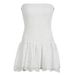 Women's Sweet Sexy White Jacquard Strapless Belted Hollow Out Tiered Mini Dress – Summer Party Gown 2026_ecoleips.com