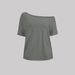 Y2k Fashion Asymmetric Off-Shoulder Tops For Women, Loose Fit Slouchy Short Sleeve Tops, Soft Brushed Milk Silk Blend, Casual Daily Wear T-Shirt_ecoleips.com