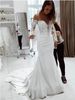 Women's Clothing One Shoulder Lace Long Sleeved Dress Mopping Wedding Dress_ecoleips.com