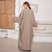 Verve Dubai Fashion Elegant Cardigan Muslim Linen Dress Robe_ecoleips.com