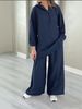Oversized Hooded Half-Zip Top & Wide-Leg Pants Set – Relaxed Two-Piece Outfit For Women_ecoleips.com