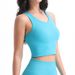 Women's Seamless Sports Bra Tight Fitting Round Neck Vest One Piece Cup Gym Wear With Breast Pads Fixed Cup Yoga Wear Short_ecoleips.com