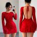 Women's Sexy Floral Print Long Sleeve Backless Lace Up Bodycon Mini Dress – Round Neck Trendy Gown_ecoleips.com