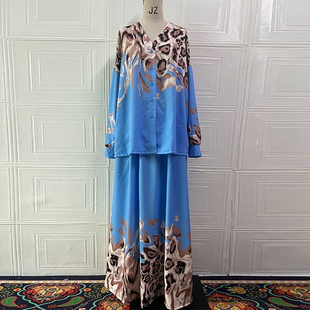 Elegant Floral Print Blouse & Midi Skirt Set – Stylish Women's Outfit For Casual & Office Wear Size Inclusive_ecoleips.com