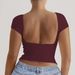KaiKuo 2025 Spring/Summer Solid Color Round Neck Backless Short Sleeve Sexy Slim Fit Y2K Top T-Shirt_ecoleips.com
