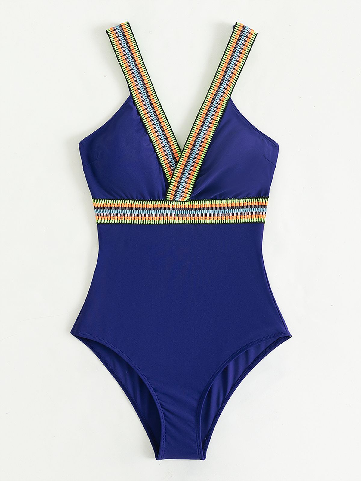 Women's Clothing Printed Ribbon Swimsuit Conservative Deep V Hot Spring Triangle Swimsuit For Women_ecoleips.com