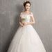 【Light Forest Style Wedding Dress】2025 Off The Shoulder Floor Length Korean Style Dreamy Slimming Simple Maternity Wedding Dress_ecoleips.com
