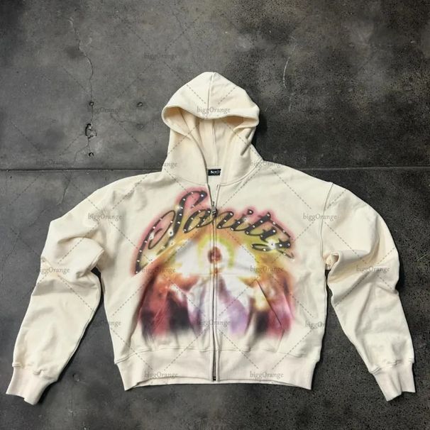 Women's Black Zip up Hoodie Street Style Hip Hop Star Print 2024 Y2K Harajuku Style Jacket Sweatshirt_ecoleips.com