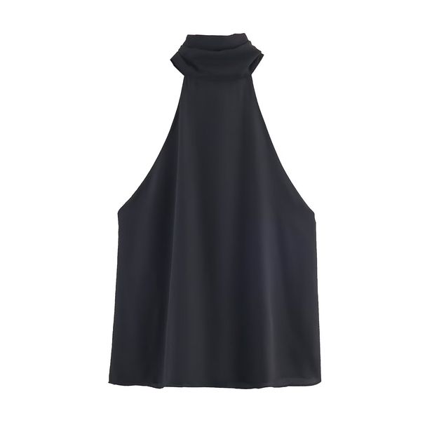 Women's Clothing Halter Neck Top Trendy Fashion DIY Bow Embellishment American Style Thin Summer Tank Top_ecoleips.com
