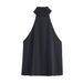 Women's Clothing Halter Neck Top Trendy Fashion DIY Bow Embellishment American Style Thin Summer Tank Top_ecoleips.com