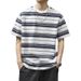 Heavyweight Digital Print Men's Summer Thin Striped Short-Sleeved T-Shirt American Style Slimming Women's Fashion Top_ecoleips.com