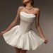 Elegant Strapless Wedding Dress For Women Short Ivory White American Style Light New Photo Shoot Travel Dress_ecoleips.com