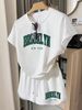 Women's European Size Casual Loose T-Shirt Set with Patch Short Sleeve round Neck Top And Versatile Fashion Shorts_ecoleips.com