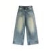 Cat Paw Design Trendy Wide-leg Pants For Women, 2026 Spring-summer New High-waisted Slimming Loose Denim Trousers Direct_ecoleips.com