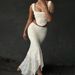2 Piece Lace Outfit, Square Neck Ruched Crop Cami Top + High Waist Mermaid Maxi Skirt Set Two Piece Dress_ecoleips.com