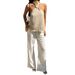 Voya Women's New Style Hanging Neck Camisole Vest Women's French Retro Twisted Backless Loose Sleeveless Top_ecoleips.com
