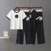 New Simple Wool Embroidery Short Sleeved Knitted Top + Knitted Pants Sports Two Piece Suit_ecoleips.com