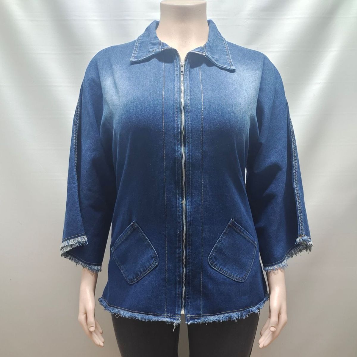 K Women's Denim Jacket With Fashionable Loose Collar And Bat Sleeve Jacket_ecoleips.com