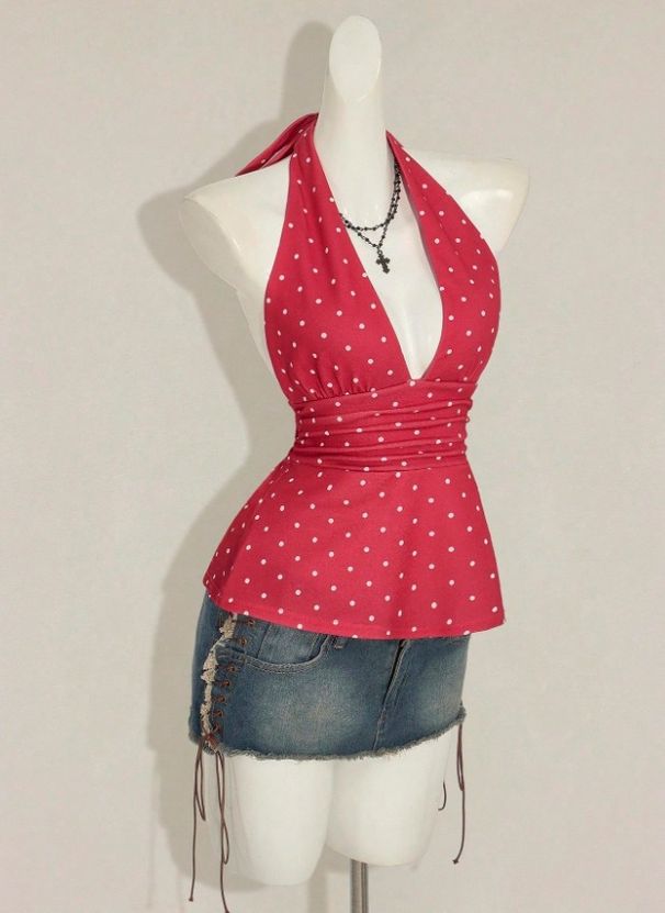 Women's European American Style Halter Neck Tie Backless Ruched Slim Fit Sleeveless Vest Summer Top Flattering Tummy Hider_ecoleips.com