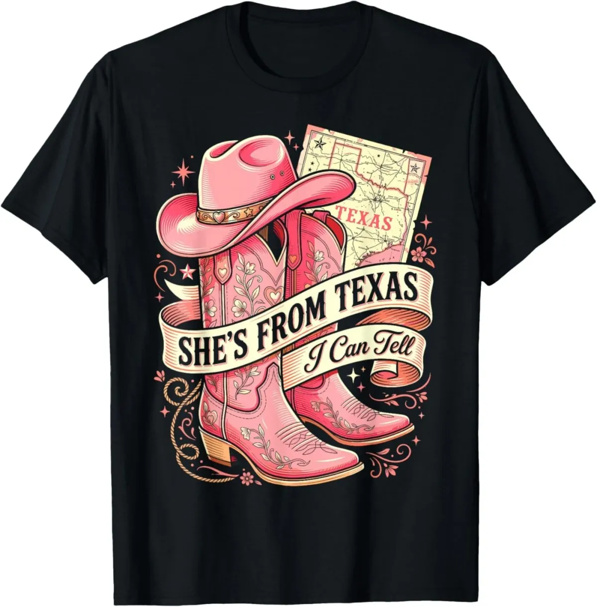 Women's T-Shirts She's From Texas I Can Tell Cowboy Boots Hat Texas's Girl T-Shirt_ecoleips.com