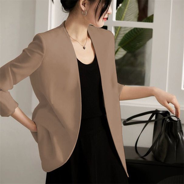 Women's Slim Fit Professional Office Lady Style Suit Jacket Padded Shoulders Casual Fashionable Elegant Spring Autumn_ecoleips.com