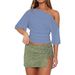 2026 Popular Women Chic Off Shoulder Side Ruched Cropped Tops_ecoleips.com