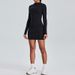 Women's Slim Fit Long Sleeved Yoga Outfit Set High Waisted Sports Skirt A Line Bodycon Skirt Fitness Shorts_ecoleips.com