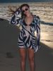 JULISSA MO Chiffon Sheer Bandage V-Neck Longsleeve Mini Dress For Women Sexy Zebra Print Slim See Through Beach Holiday Dresses_ecoleips.com