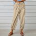 Suitable For All Seasons 2025 New Loose High-Waisted Button Cotton Linen Nine-Point Wide-Leg Women's Pants_ecoleips.com