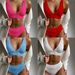 Women's High-Elasticity Bikini Set – Sexy Two-Piece Swimwear With Removable Padding, Polyester Blend (Sizes S-L, White/Red/Fuchsia/Blue)_ecoleips.com