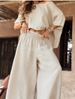 Summer Women's Solid Color Off-Shoulder Loose Fit Pant Set Round Neck Casual Style American Trendy Fashion_ecoleips.com