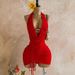 Mini Dress For Women Simple Solid Color Pleated Drawstring Backless Design With Metal Buckle Knot America Style New_ecoleips.com