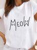 European And American Cross-border Foreign Trade Women's Clothing Cartoon Cat Print Round-neck Short-sleeve T-shirt Top_ecoleips.com