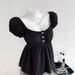 Summer New Korean Style Sweet And Youthful Polka Dot Design Square Neck Button Y2K Slim-fit Dress Wholesale_ecoleips.com