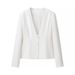 girl Girl 2024 Autumn Deep V-neck White Blazer Suit Women's Set AA77-5333_ecoleips.com