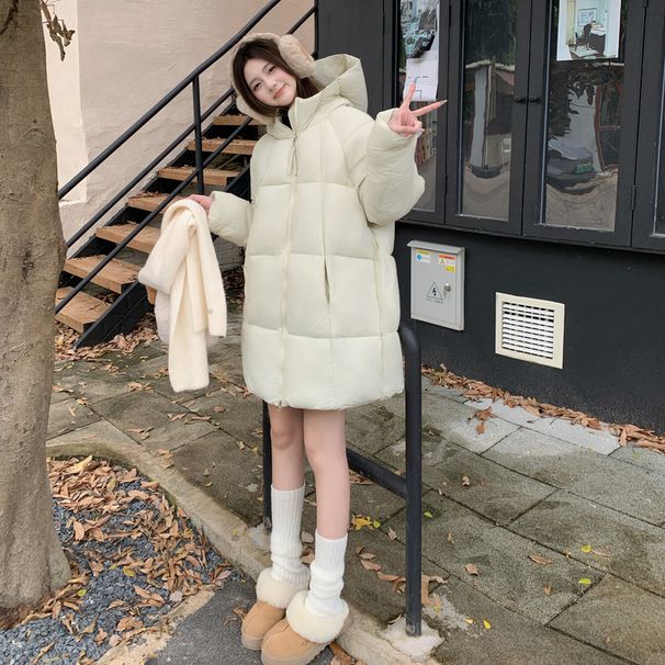 girl Ultra-Light For Women 2025 Winter New Cloud Puff Cotton Padded Jacket Super Cute Hooded Petite Coat_ecoleips.com