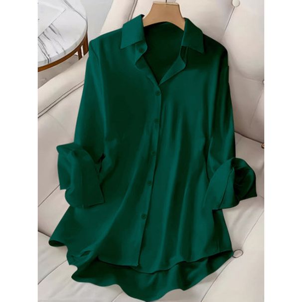 plus Size Women's Classic Shirt Lapel Collar Long Sleeves Comfortable Office Casual Wear for Curvy Figures_ecoleips.com