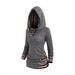 Tribal Geometric Print Hooded Knit Sweatshirt For Women - Long Sleeve Pullover With Button Detail, Ethnic Streetwear, Comfortable & Stylish_ecoleips.com
