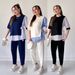 Women's Clothing Autumn New Contrast Striped Strappy Short Sleeved Tops Casual Trousers Suits Women's Clothing_ecoleips.com